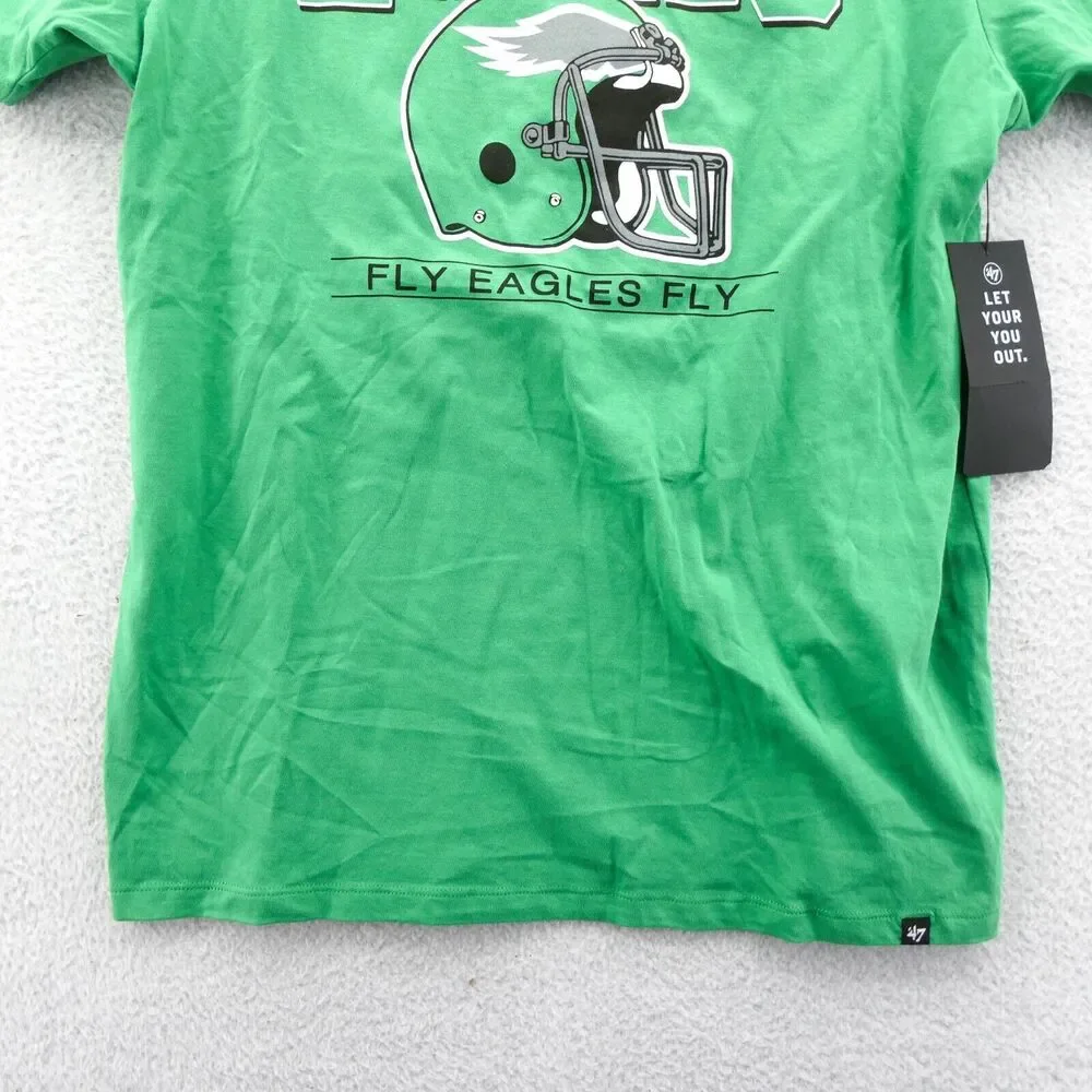Philadelphia Eagles Shirt Large Men '47 Brand NFL Green Cotton Knit Football Tee - Picture 2 of 9